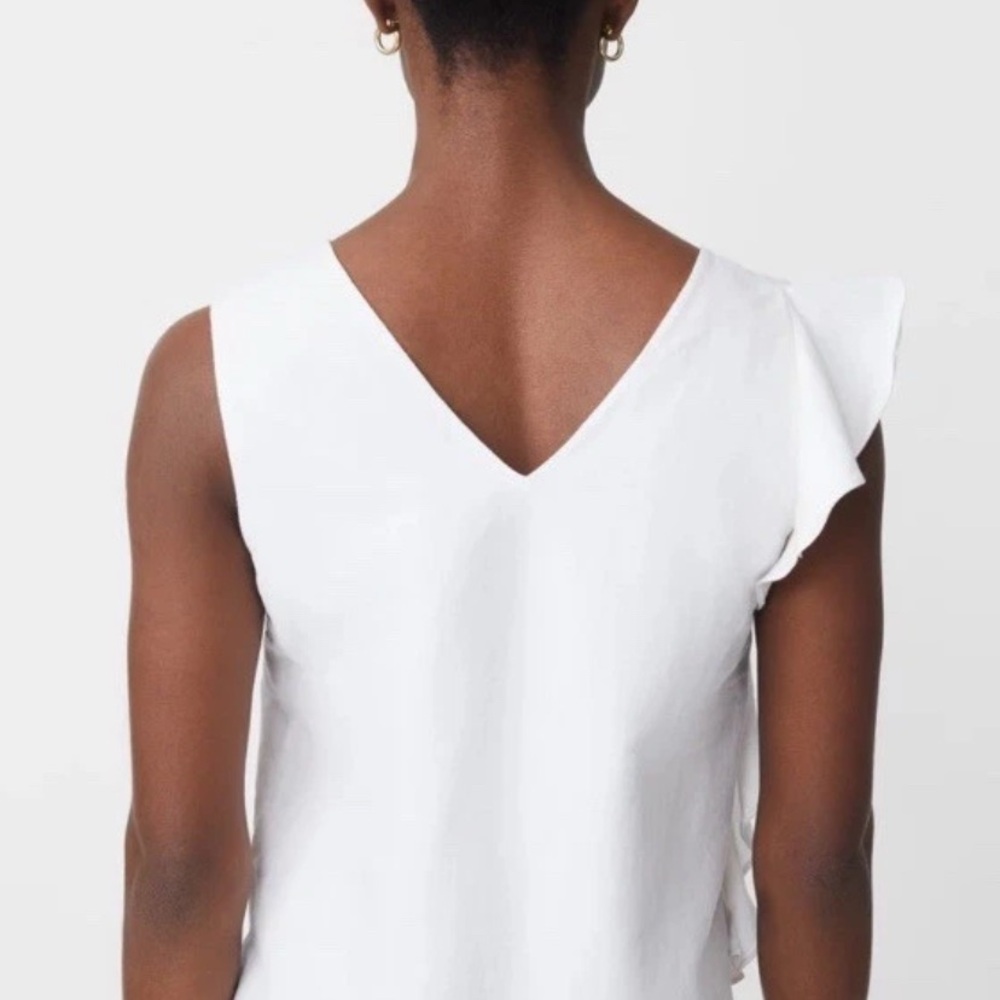 J.MCLAUGHLIN Women Athena Linen Ruffle Tank Sleeveless Blouse Solid MEDIUM - Picture 10 of 10